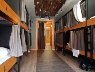 Dormitory Bunk Beds in a Hostel in Brasov, Romania