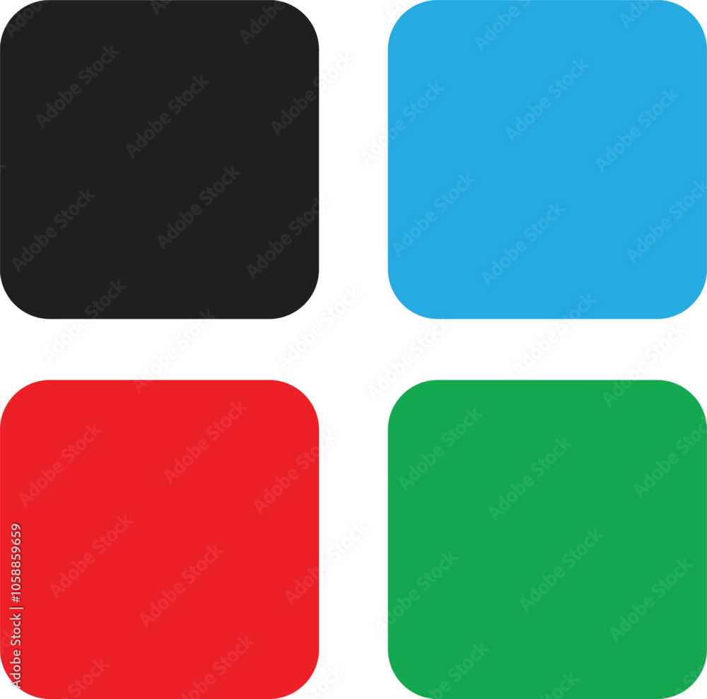 Poster square buttons icons . blank colorful square buttons isolated on white background . vector