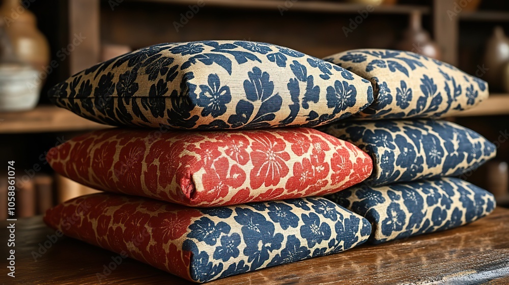 Poster traditional indian block print design in three distinct colorways