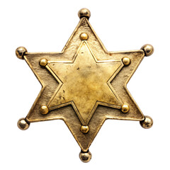 Vintage Gold Sheriff's Badge on transparent or white background