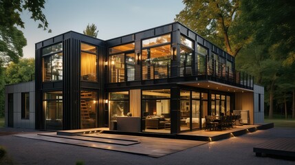 Obraz premium natural metal framed house