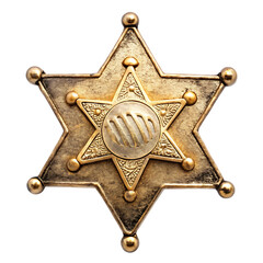 Vintage Gold Sheriff's Badge on transparent or white background