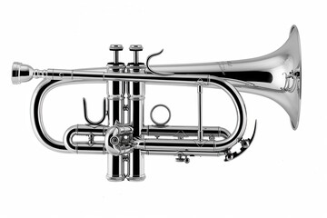 Obraz premium Silver flugelhorn on white background mouthpiece included