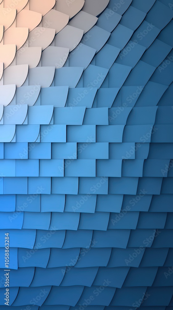 Poster abstract blue geometric pattern 3d design tiles overlapping shapes gradient background