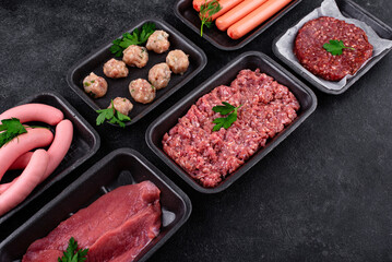 Assortment of different vegan plant based meat