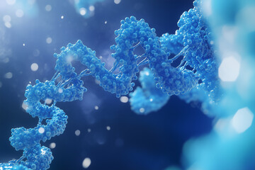 Abstract blue molecular structure with cells and biological chain