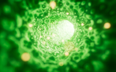 Fantastic organic tunnel with wave details, 3d rendering.