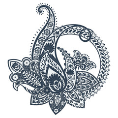 Paisley isolated. Card with paisley isolated for design. Floral vector pattern. Embroidery floral vector pattern.