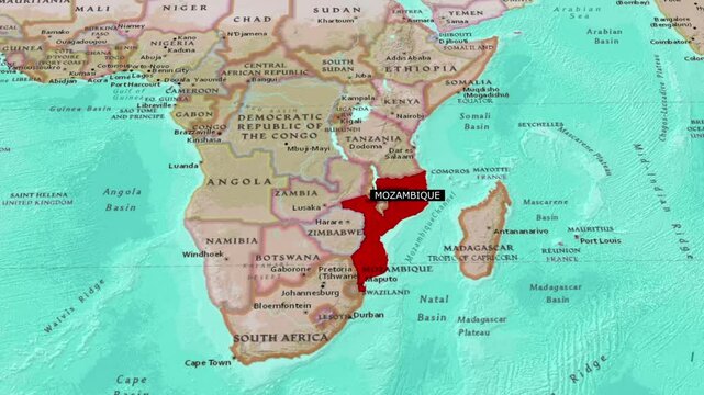 Political map of Mozambique.Map of Mozambique  with borders
