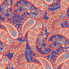Floral Seamless vector pattern with paisley ornament.