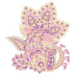 Paisley isolated. Card with paisley isolated for design. Floral vector pattern. Embroidery floral vector pattern.