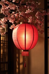 Fototapeta premium Red Paper Lantern in Tree