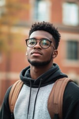 Fototapeta premium Young Man with Glasses and Backpack