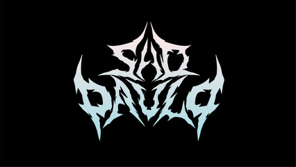 Sao Paulo text typography vector design, in a sharp, spiked, and symmetrical style with a gradient from light to dark on a black background. Ideal for metal and alternative music designs