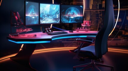 Naklejka premium design computer desk mockup