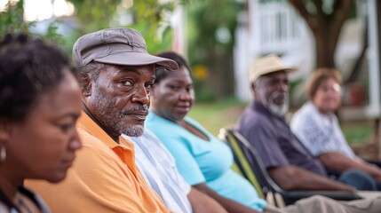 Obraz premium A neighborhood watch meeting, with residents discussing how to improve safety and reduce crime
