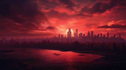Fototapeta premium twilight red sunset