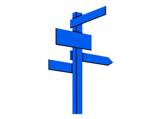 Hand drawn cute cartoon illustration street sign. Flat vector road direction choice doodle. Business plan icon. Navigation guide. Strategy solution. Way decision. Searching for opportunity. Isolated.