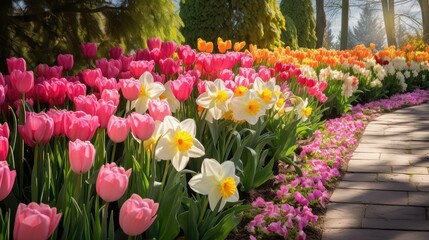 daffodils spring floral border