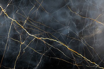 Elegant black marble texture with gold veining creates a luxurious, sophisticated background, perfect for design projects and interior decor.