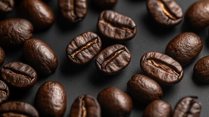Close-up of coffee beans with dark, textured surfaces, symbolizing a bold brew, isolated on transparent background