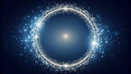 Obraz premium A mesmerizing ethereal ring composed of shimmering particles against a deep blue backdrop, representing the captivating allure of a celestial phenomenon.
