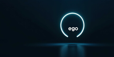 A glowing circle with the word Ego written in white