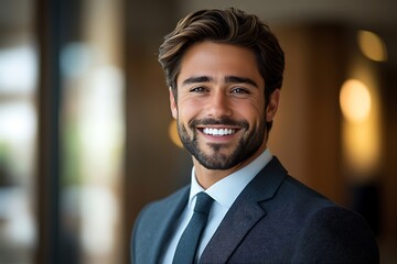 Successful Businessman with a Confident Smile in a Suit and Tie