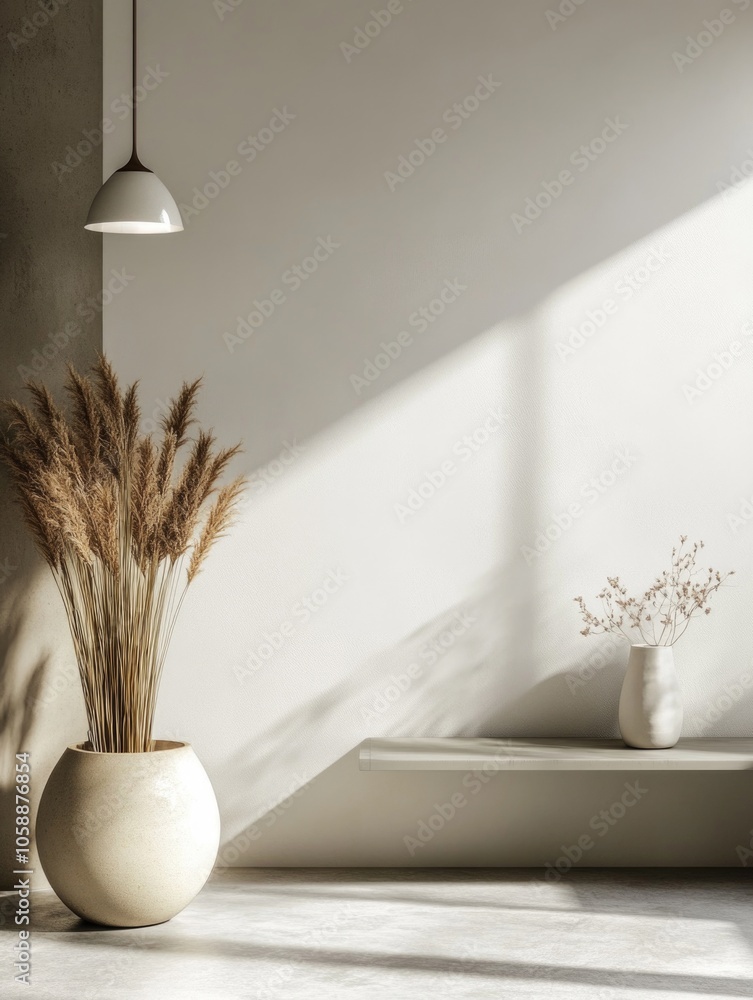 Poster the image depicts a modern indoor space with clean lines and a minimalist decor theme. the room feat