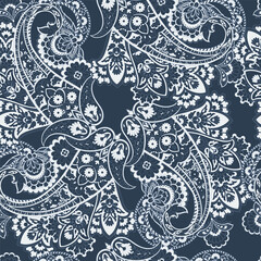 Elegant Paisley Seamless Vector Pattern. Indian floral motifs for fabric designs