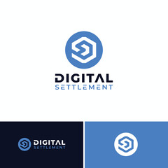 letter d hexagon digital logo design