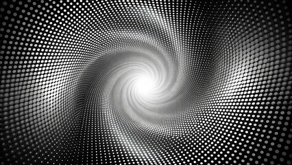 Fototapeta premium Abstract swirling vortex of white dots on a black background, creating an illusion of depth and movement