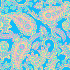Damask Paisley seamless vector pattern for fabric design. Vintage textile background