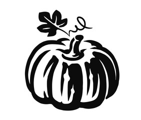 Pumpkin with leaves. Emblem or symbol for halloween or thanksgiving