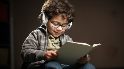 cerebral child with disability reading book