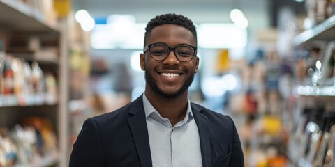 Obraz premium Man in Suit and Glasses in Store