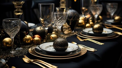 setting black and gold winter