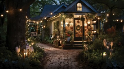Fototapeta premium solar outdoor house lighting
