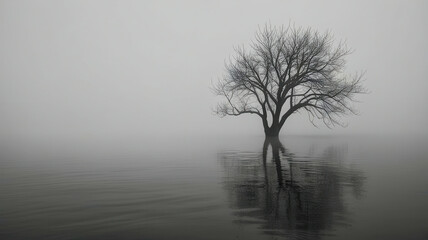 Obraz premium A tree is floating in a body of water