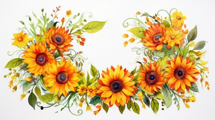 Naklejka premium yellow water color wreath