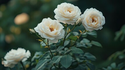 Close-up of white roses, capturing their delicate petals and textures in an isolated setting, perfect for highlighting the beauty of white roses with ample copy space.