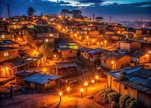 **Night Lights of Kibera Slum in West Africa**