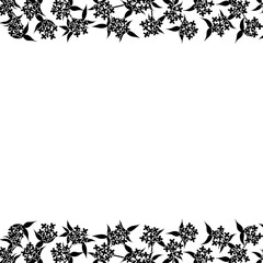 Fototapeta premium 金木犀の白黒シルエット正方形フレーム