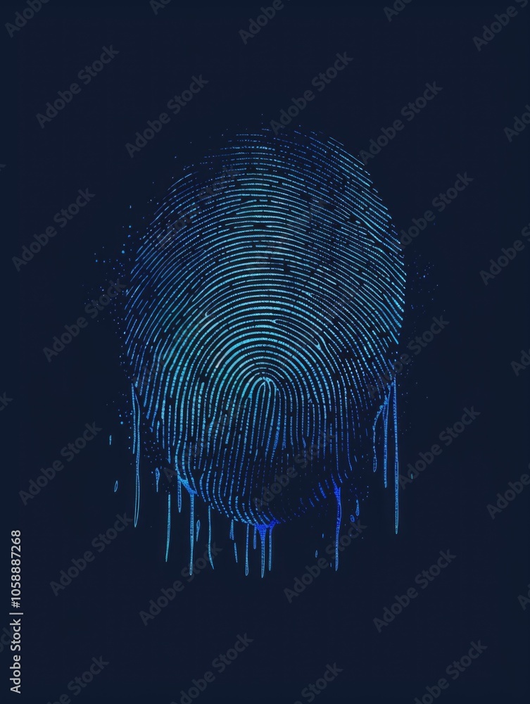 Aufkleber blue fingerprint with a blue drop of water on it. the image is abstract and has a moody atmosphere