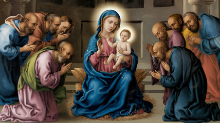 Obraz premium A Mother’s Love: The Birth of Jesus