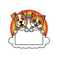 orange cat dog vector mascot