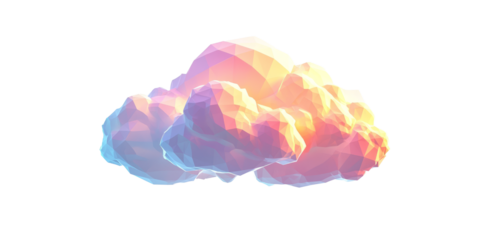 cloud with glowing white geometric outlines, low poly isolated on a white background
