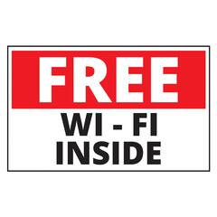 Free wi-fi inside sign on a white background