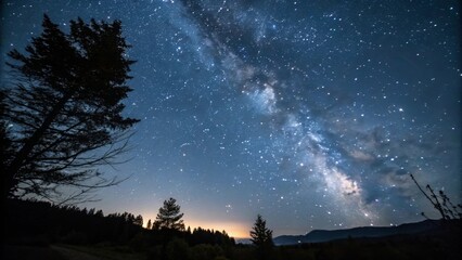 Fototapeta premium Deep night sky with twinkling stars on a dark canvas, solar system, night, astronomy, comet