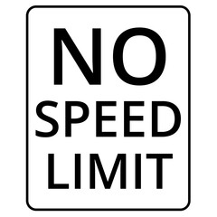 No speed limit sign on a white background